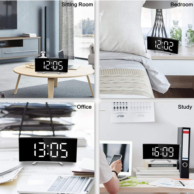 Illuminazione a LED grande display digitale | Sveglia digitale a LED curva - Amedea
