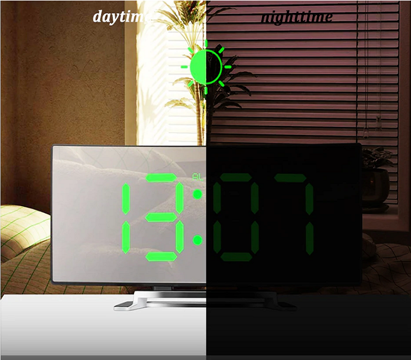 Illuminazione a LED grande display digitale | Sveglia digitale a LED curva - Amedea
