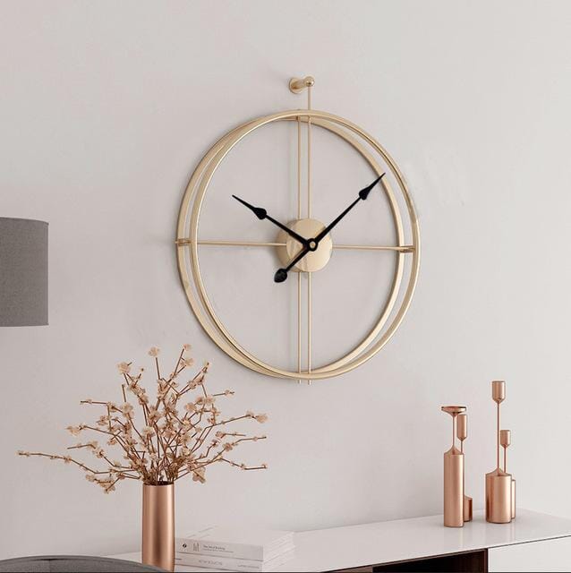 Grande Orologio da Parete con Design Geometrico in Metallo e Meccanismo Elegante