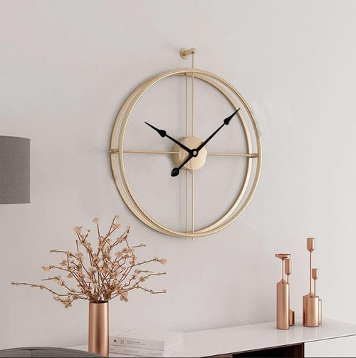 Grande Orologio da Parete con Design Geometrico in Metallo e Meccanismo Elegante