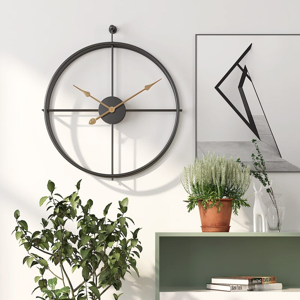 Grande Orologio da Parete con Design Geometrico in Metallo e Meccanismo Elegante