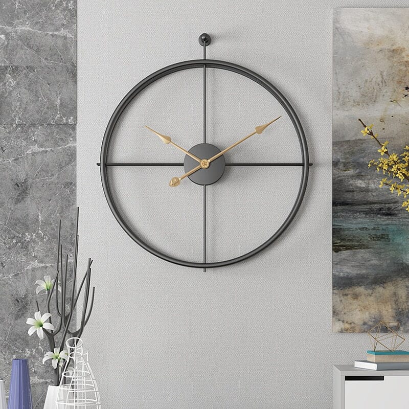 Grande Orologio da Parete con Design Geometrico in Metallo e Meccanismo Elegante
