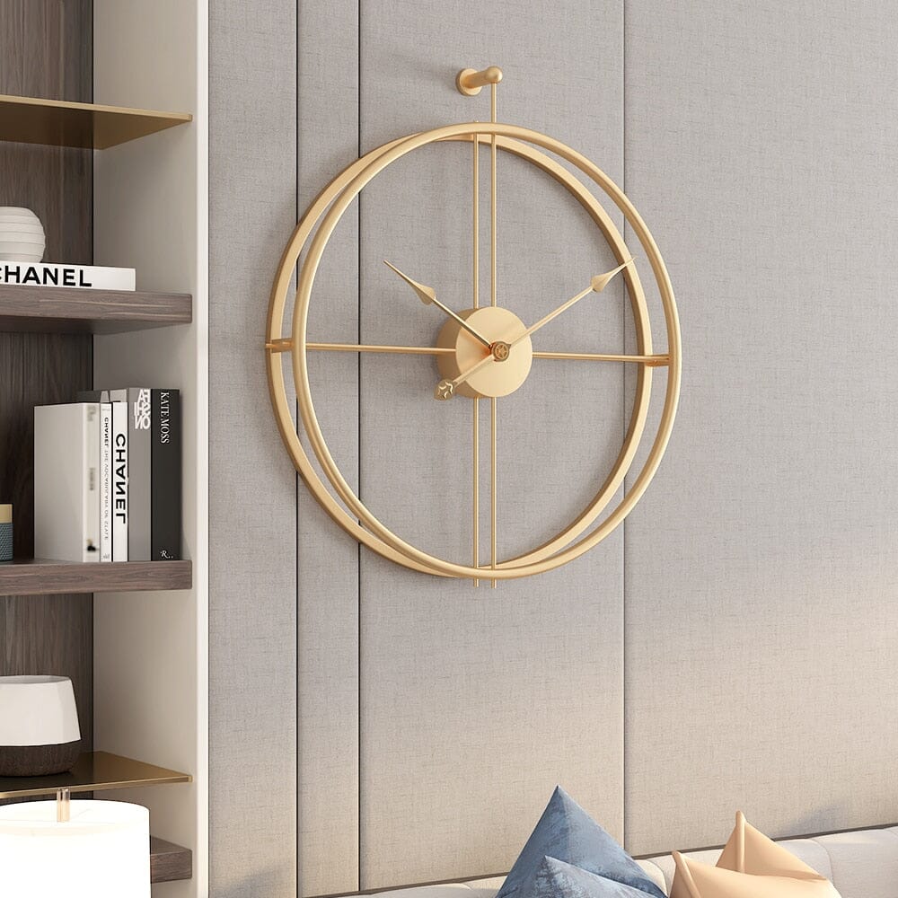 Grande Orologio da Parete con Design Geometrico in Metallo e Meccanismo Elegante