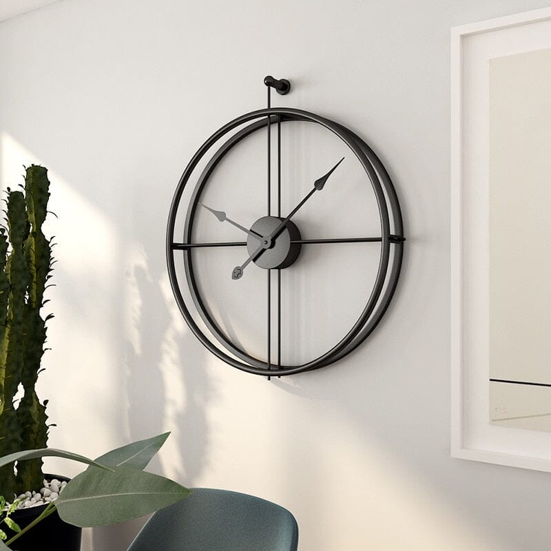 Grande Orologio da Parete con Design Geometrico in Metallo e Meccanismo Elegante