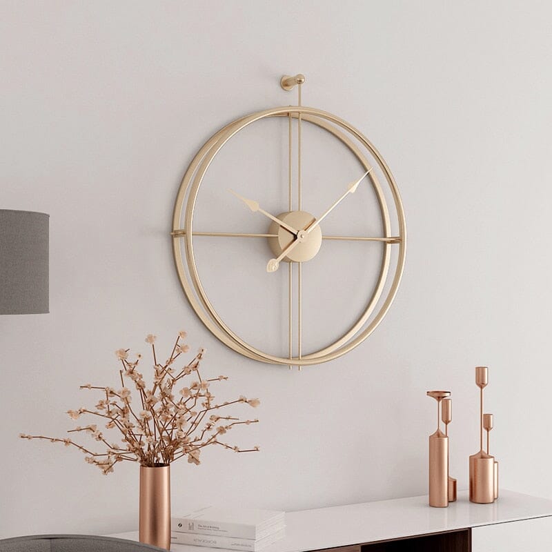 Grande Orologio da Parete con Design Geometrico in Metallo e Meccanismo Elegante