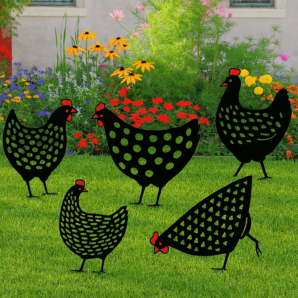 Cluckura – Statua di Gallina in Metallo Resistente alle Intemperie per Giardino e Patio