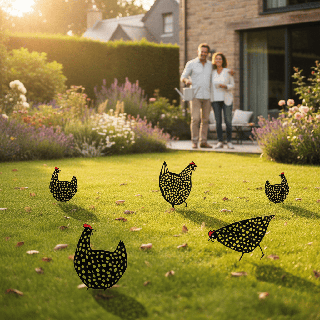 Cluckura – Statua di Gallina in Metallo Resistente alle Intemperie per Giardino e Patio
