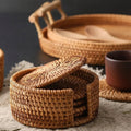 COASTORIA – Set di Sottobicchieri Eleganti in Rattan Intrecciato da 6 Pezzi con Design Antiscivolo