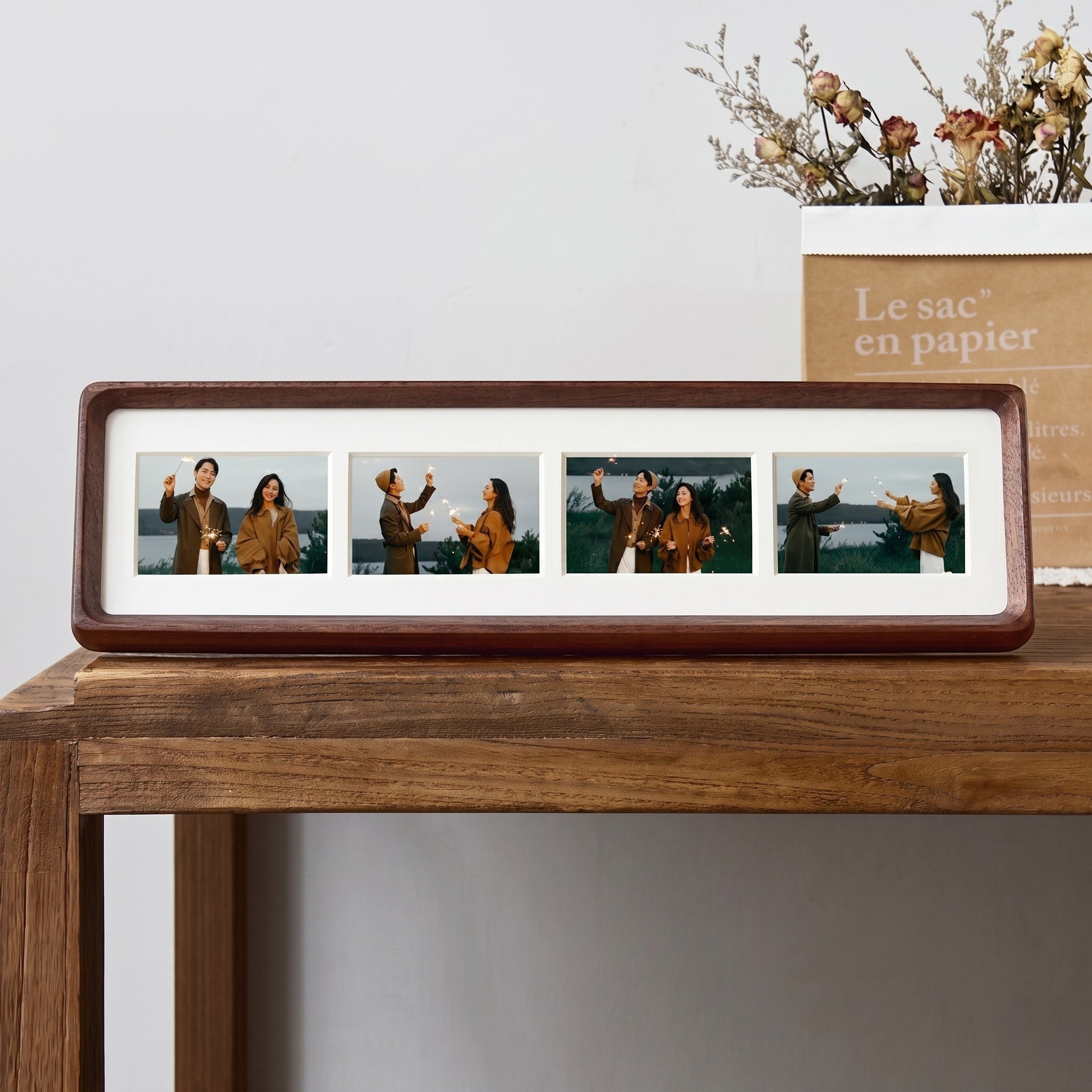Cornice per foto in legno naturale con collagene