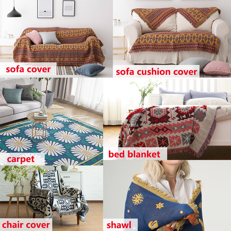 Bohemian Tassel Knitted Sofa Throw Blanket