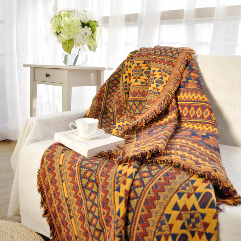 Bohemian Tassel Knitted Sofa Throw Blanket