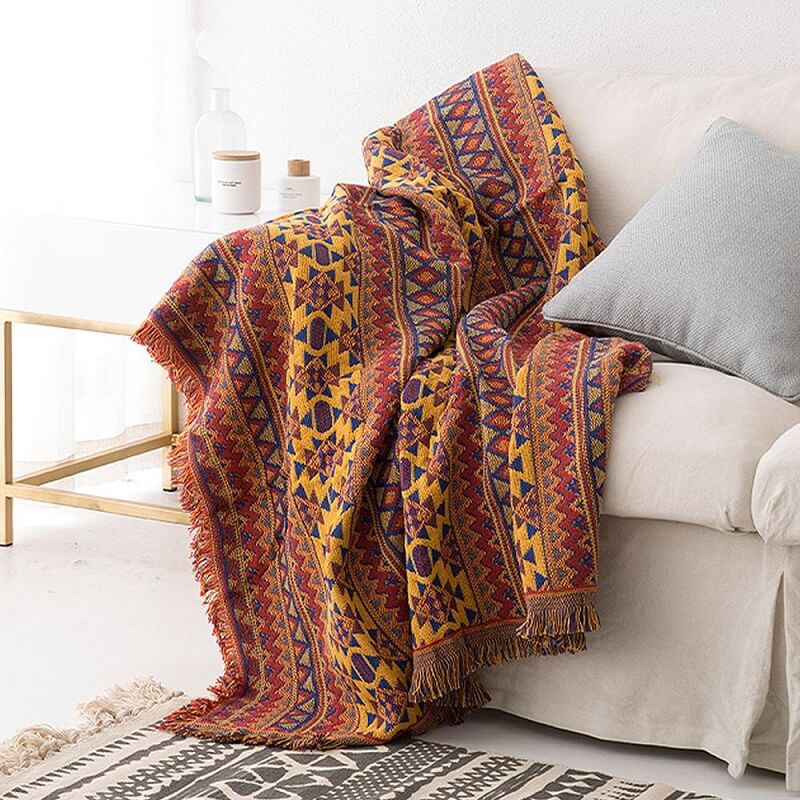 Bohemian Tassel Knitted Sofa Throw Blanket