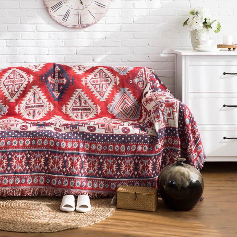Bohemian Tassel Knitted Sofa Throw Blanket