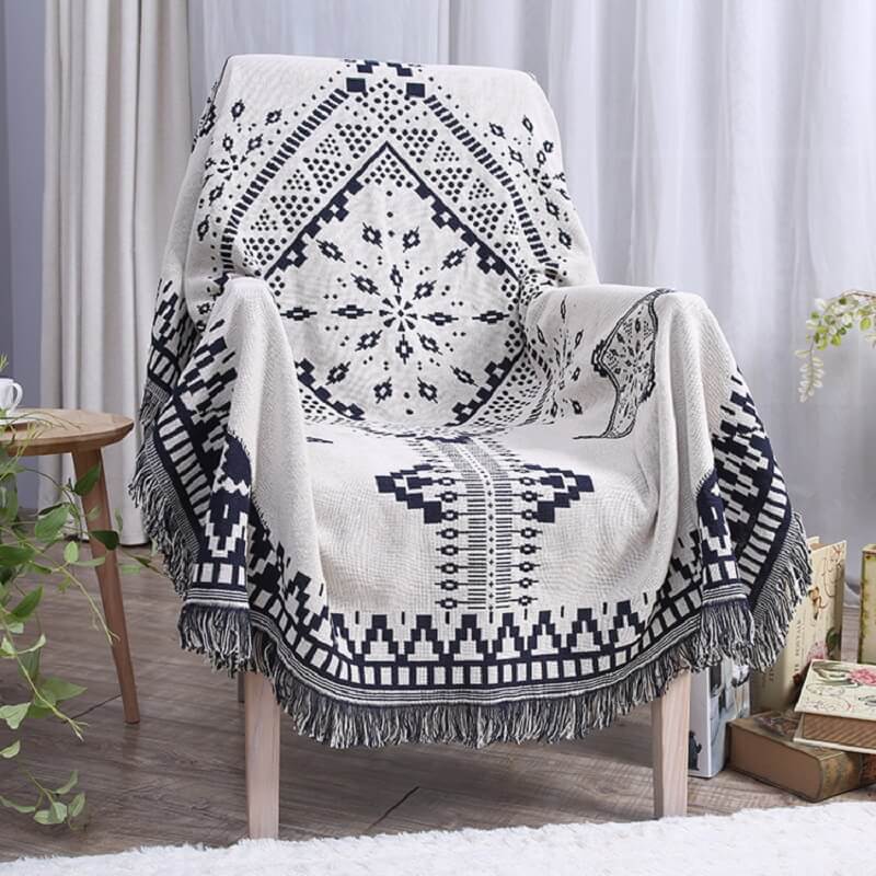 Bohemian Tassel Knitted Sofa Throw Blanket