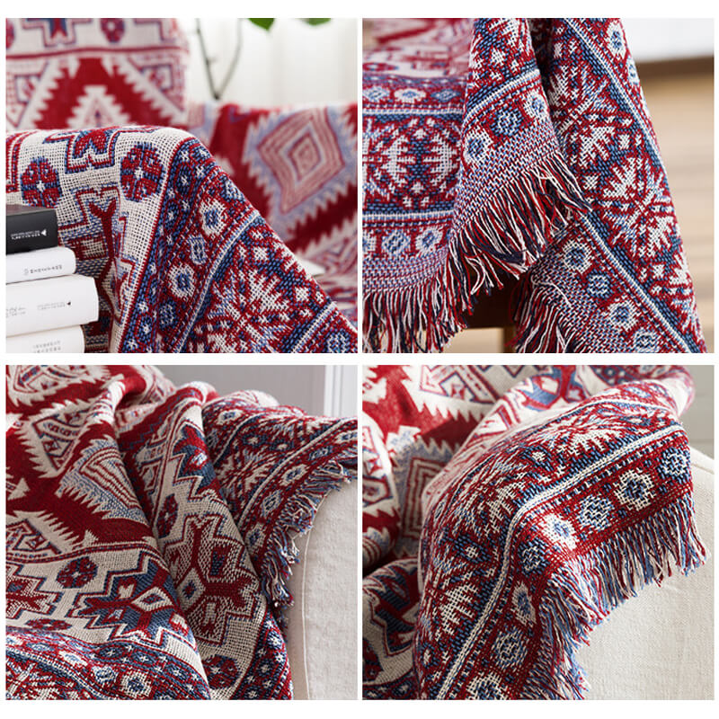 Bohemian Tassel Knitted Sofa Throw Blanket