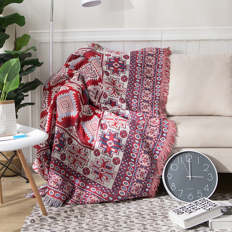 Bohemian Tassel Knitted Sofa Throw Blanket