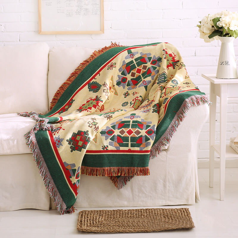 Bohemian Tassel Knitted Sofa Throw Blanket