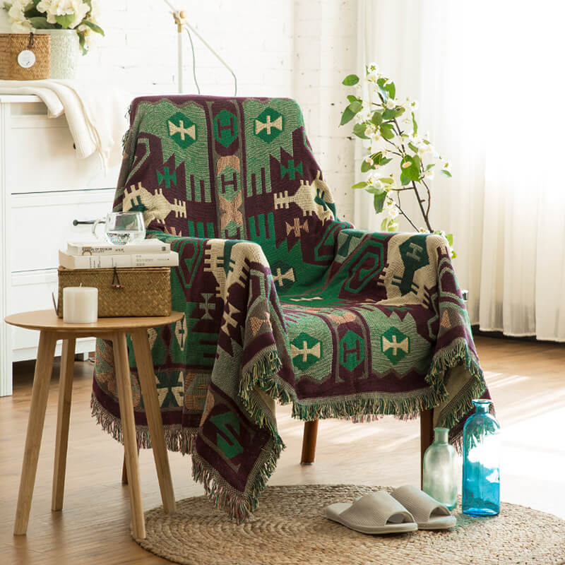 Bohemian Tassel Knitted Sofa Throw Blanket