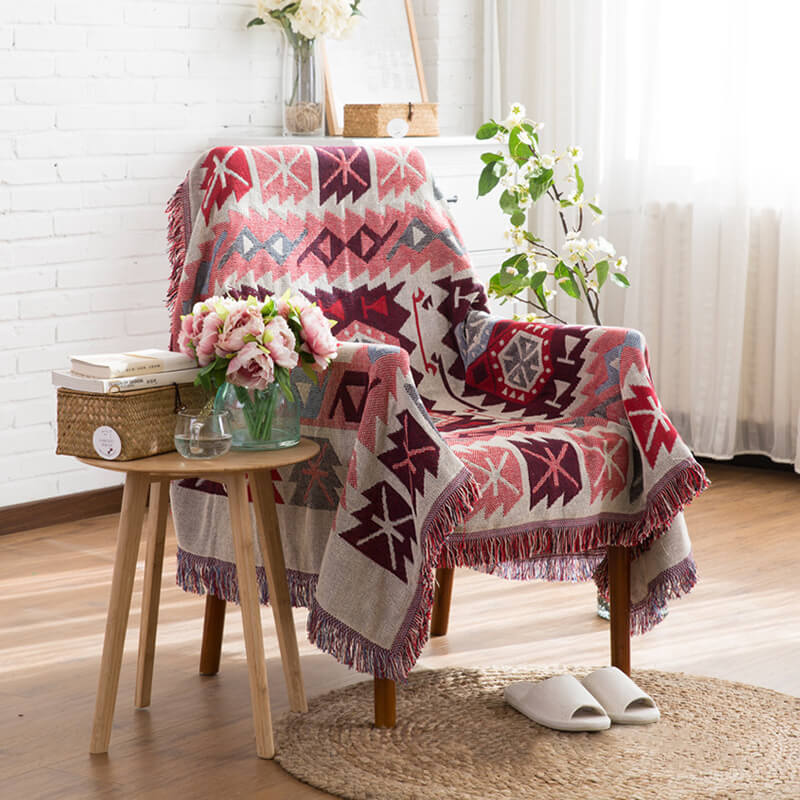 Bohemian Tassel Knitted Sofa Throw Blanket