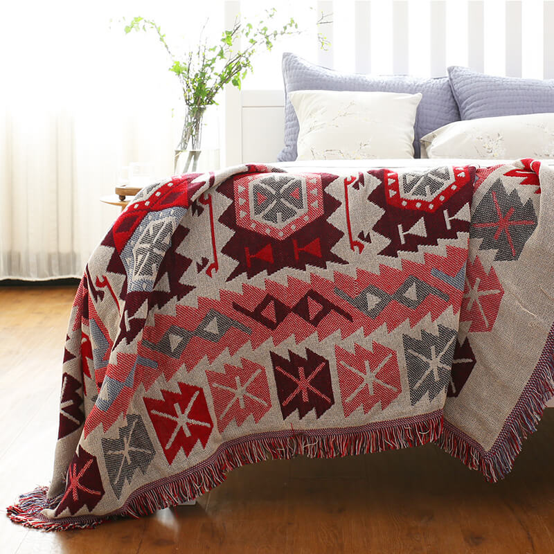 Bohemian Tassel Knitted Sofa Throw Blanket