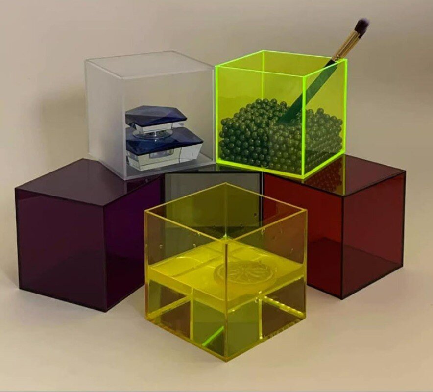 Scatola di conservazione per espositori in acrilico colorato