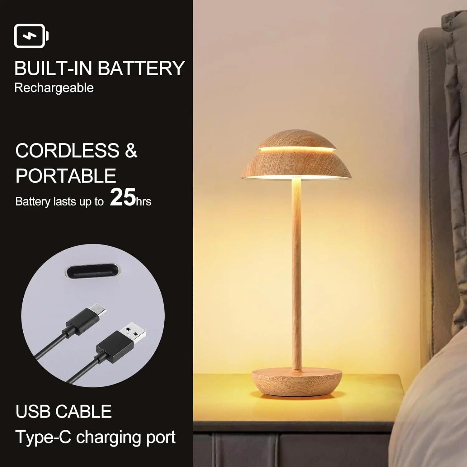 Lampada da Tavolo Moderna Ricaricabile Senza Fili con Dimming Touch