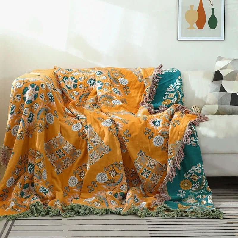 COPERTA IN COTONE COZY LUXE – Elegante Coperta Jacquard Boho per Divano e Copriletto