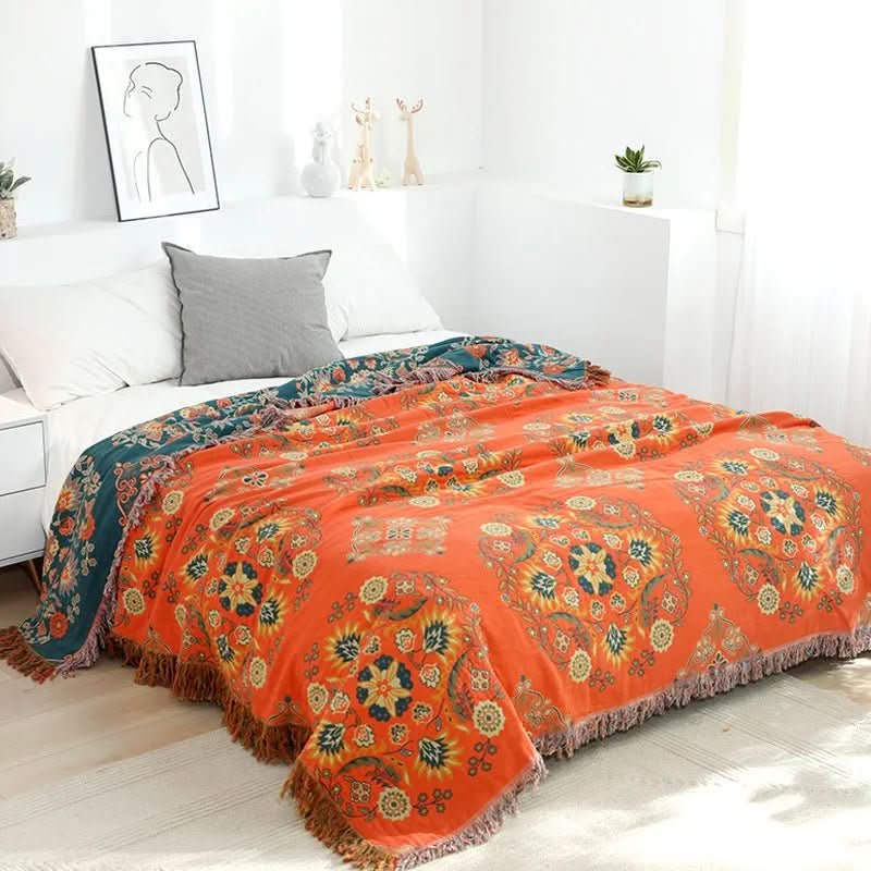 COPERTA IN COTONE COZY LUXE – Elegante Coperta Jacquard Boho per Divano e Copriletto