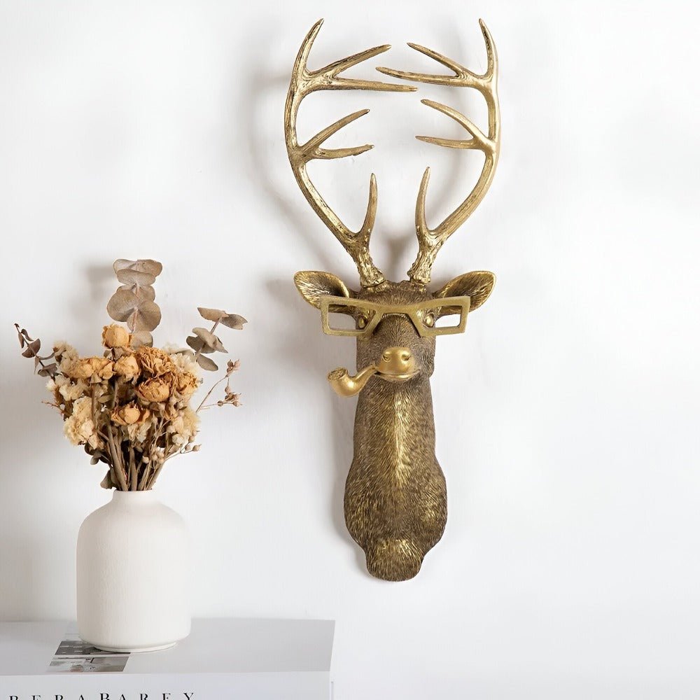 Velorien | Gancio da parete a forma di testa di animale in resina dorata disponibile in cinque design per ingresso, soggiorno e camera da letto