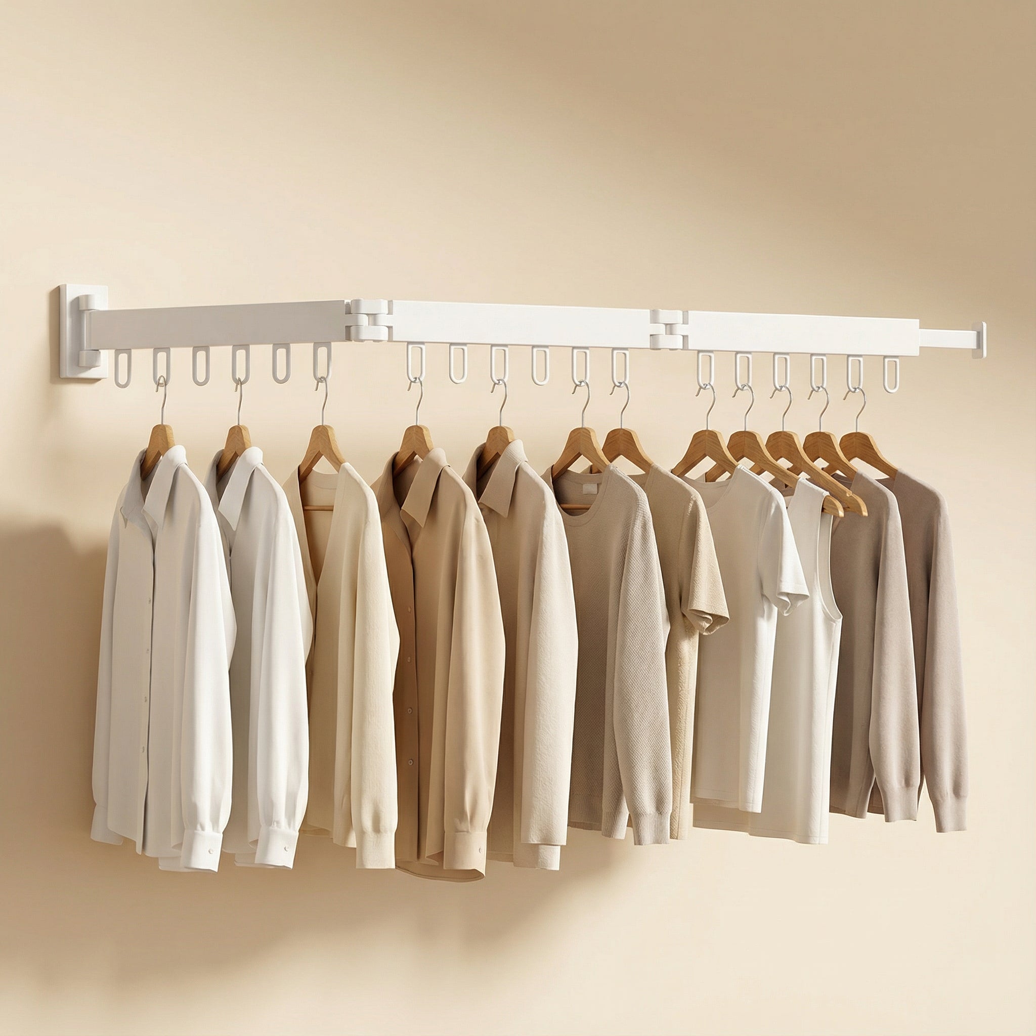 Stendino a Muro Estensibile per Abbigliamento con Design Salvaspazio e Robusto