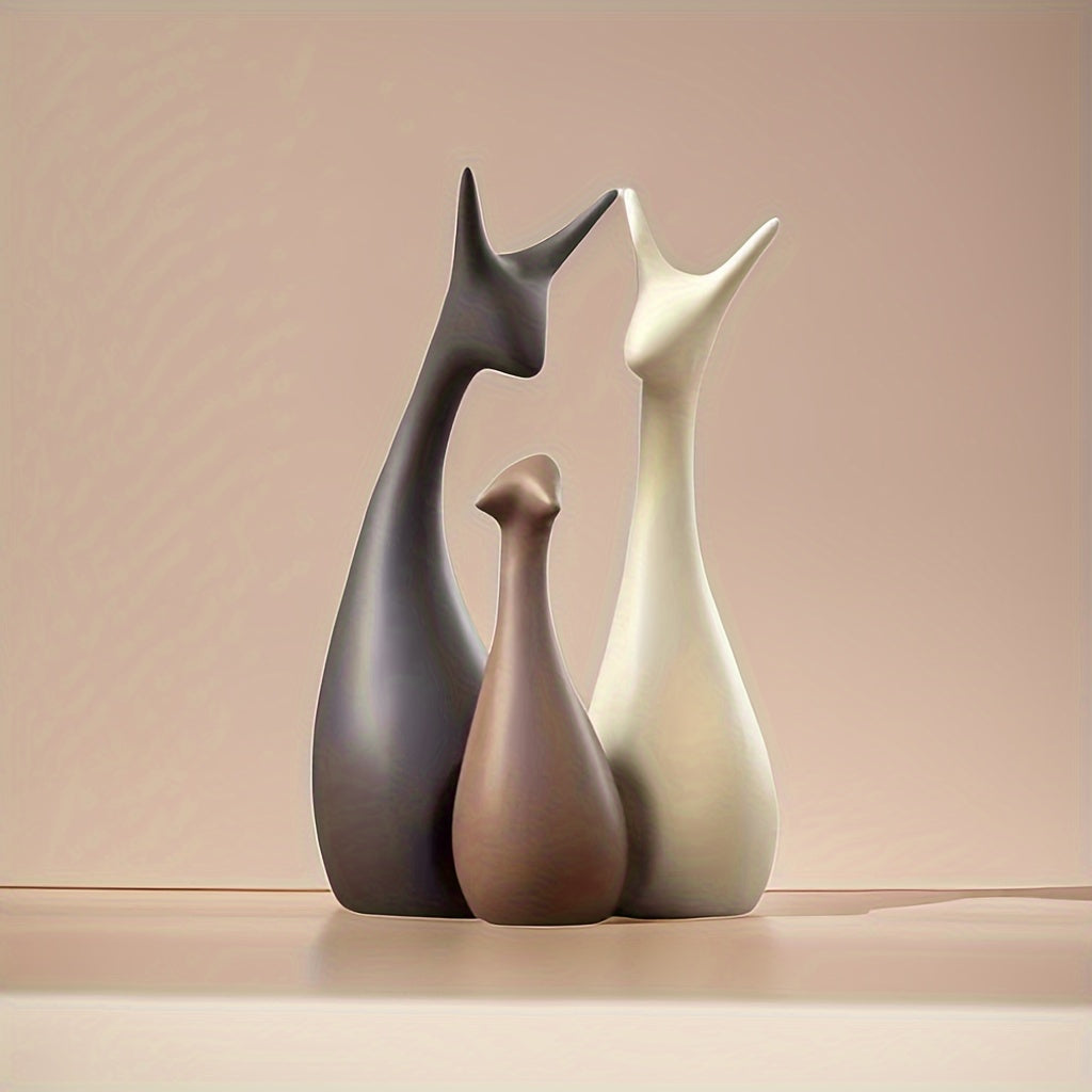 Set di Sculture in Ceramica a Forma di Cervo – Decorazione di Lusso per Soggiorno e Ufficio
