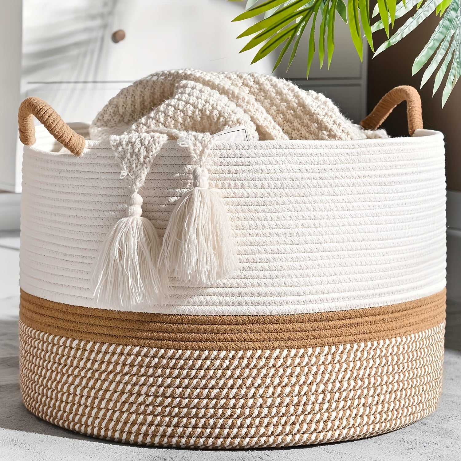 Cesto in Cotone Boho - Soluzione Elegante e Pratica