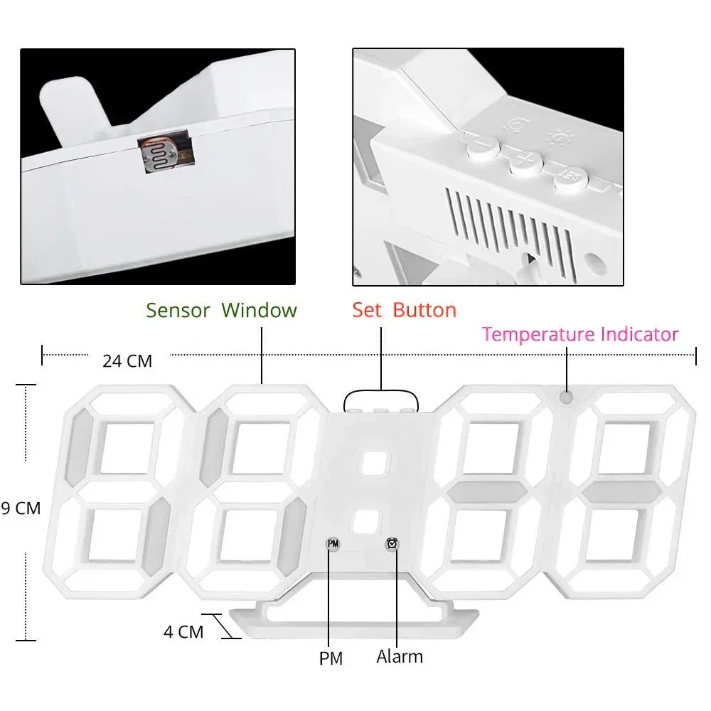 Orologio da Parete Digitale 3D a LED – Design Moderno con Funzione di Dimming e Visibilità Ottimale