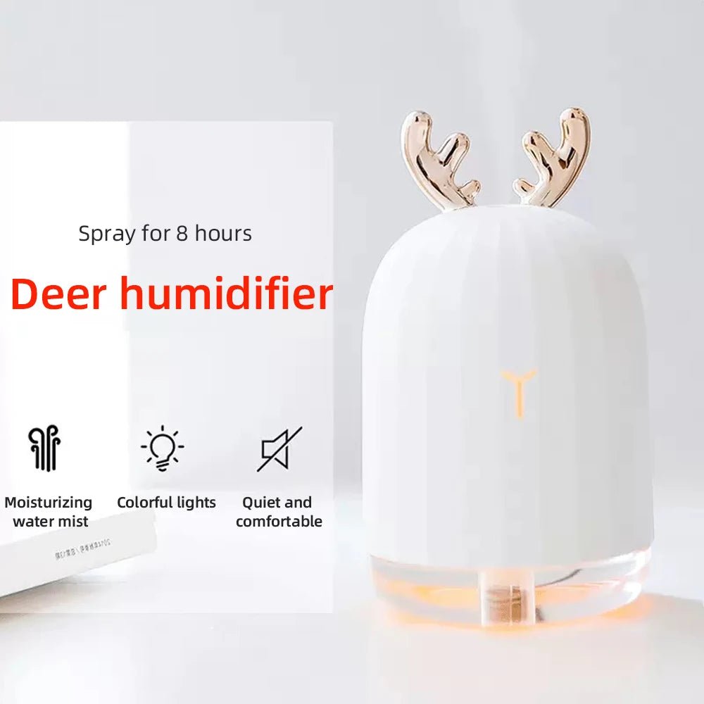 DEERSOFT – Mini Umidificatore a Cervino, Ultra Silenzioso con Luci LED Colorate e Spegnimento Automatico