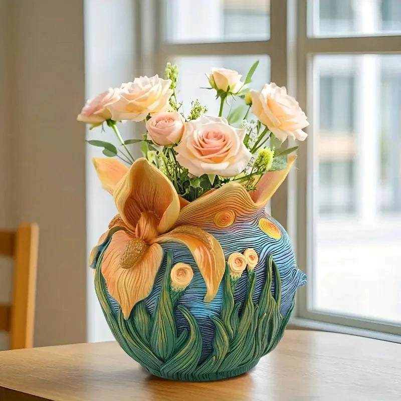 Vaso Decorativo Rotondo con Motiv di Pittura