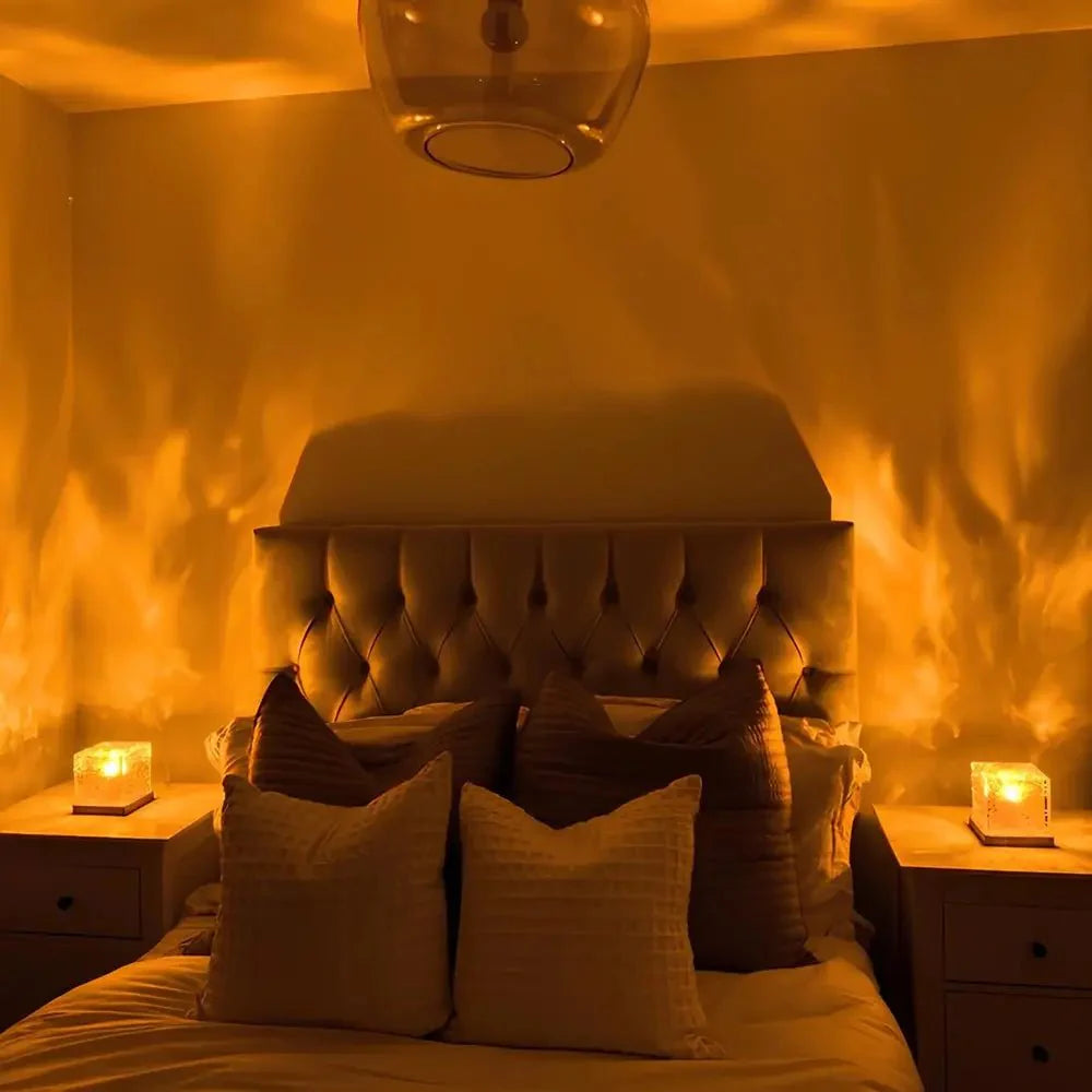 Lampada da tavolo LED cubica decorativa in vetro design cubetti di ghiaccio