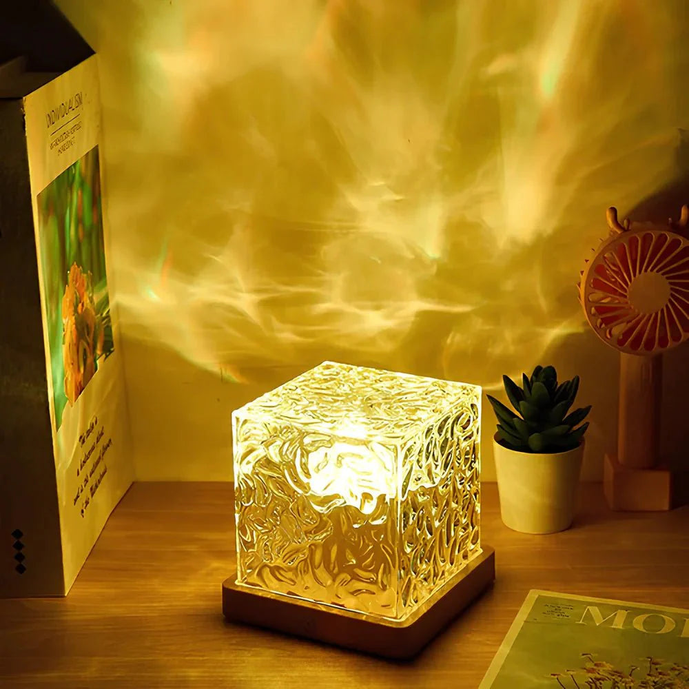 Lampada da tavolo LED cubica decorativa in vetro design cubetti di ghiaccio