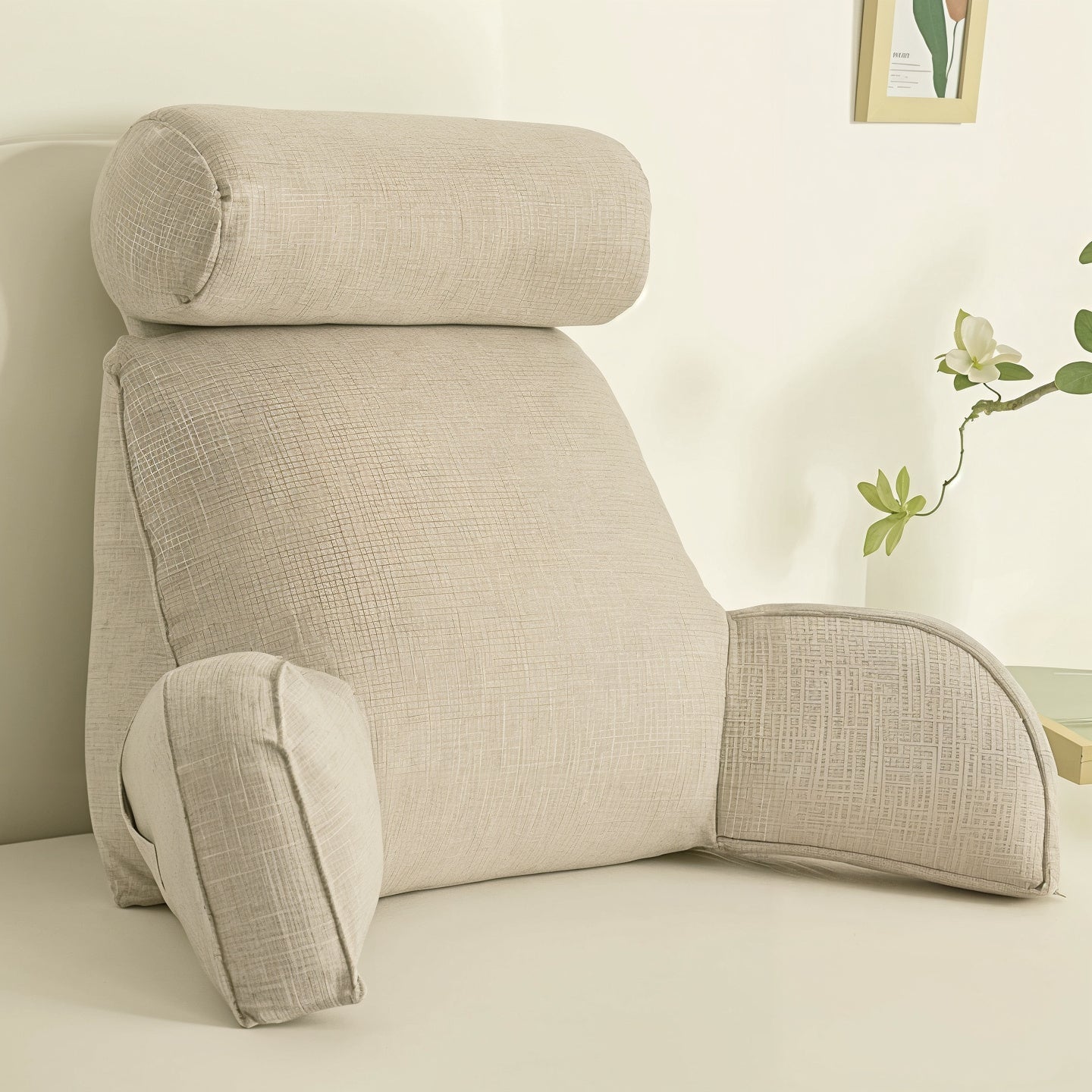 Deluxe Multi-Position Backrest Pillow With Arms & Headrest