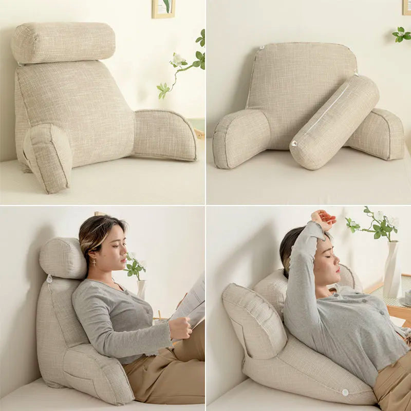 Deluxe Multi-Position Backrest Pillow With Arms & Headrest