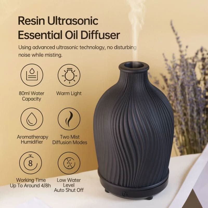 Umidificatore per Oli Essenziali a Forma di Vaso Boho – Diffusore Ultrasonico in Poliresina
