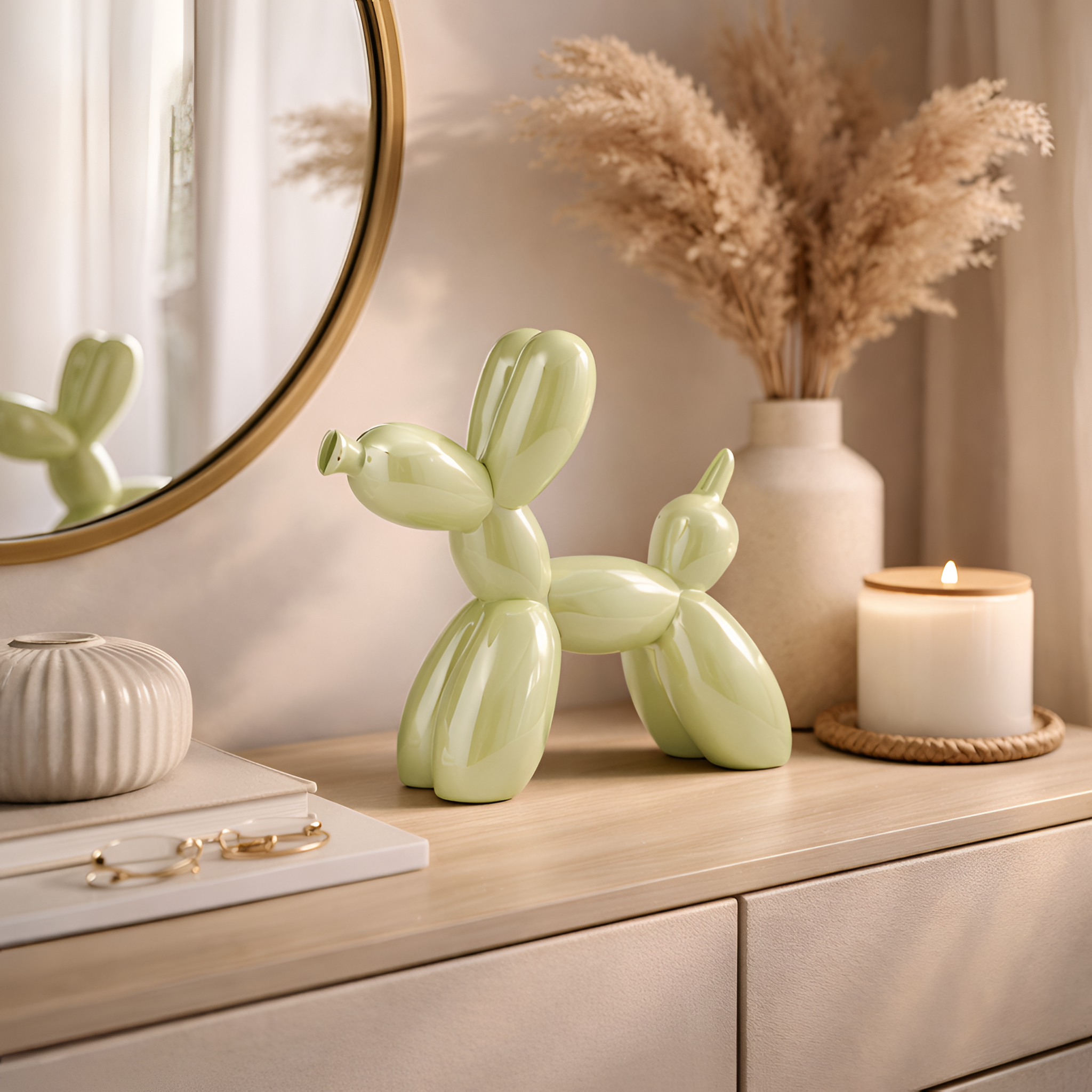 Henry - Elemento decorativo moderno in ceramica a forma di cane-palloncino