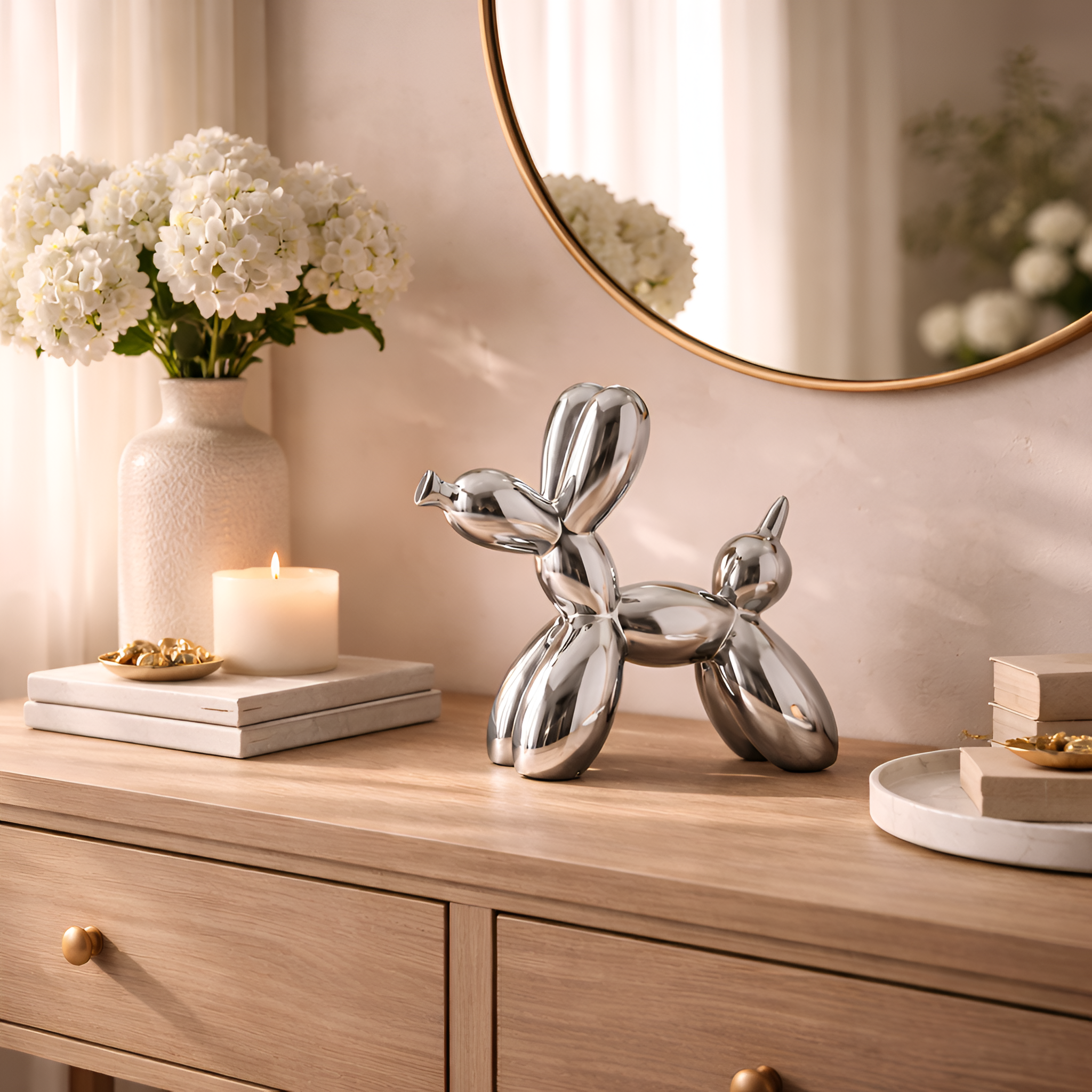 Henry - Elemento decorativo moderno in ceramica a forma di cane-palloncino