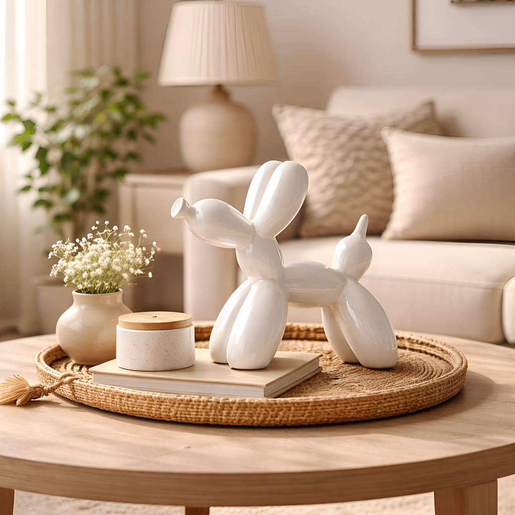 Henry - Elemento decorativo moderno in ceramica a forma di cane-palloncino