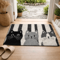 DOORMEOW – Tappetino da ingresso a strisce con gatto cartone per uso interno ed esterno