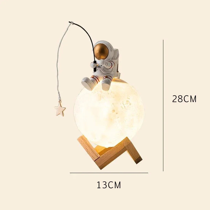 Lampada Luna Astronauta 3D con luce notturna LED, Controllo touch dimmerabile e decorazione per camerette