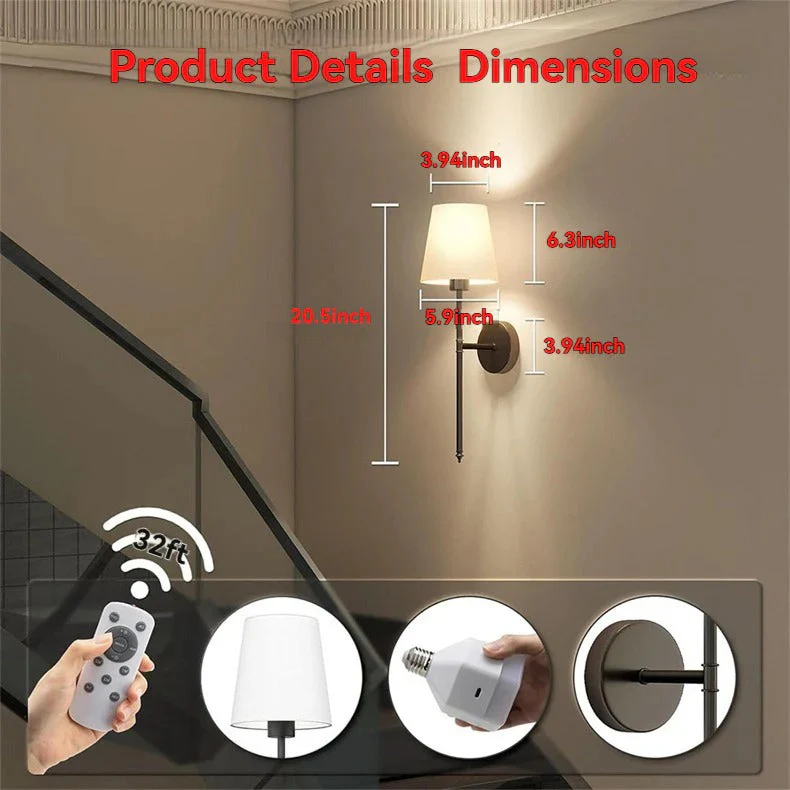 Lampade da Parete Wireless, Pacco da 2