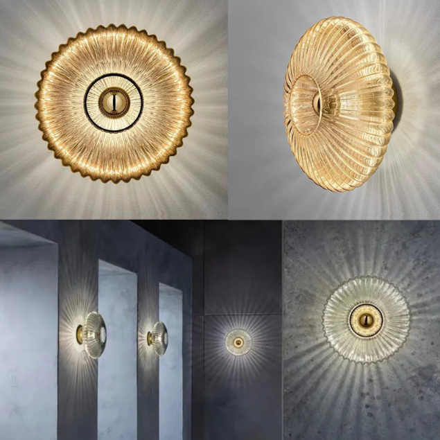 NimbusFlux - Lampada da parete in vetro con luce ondulata