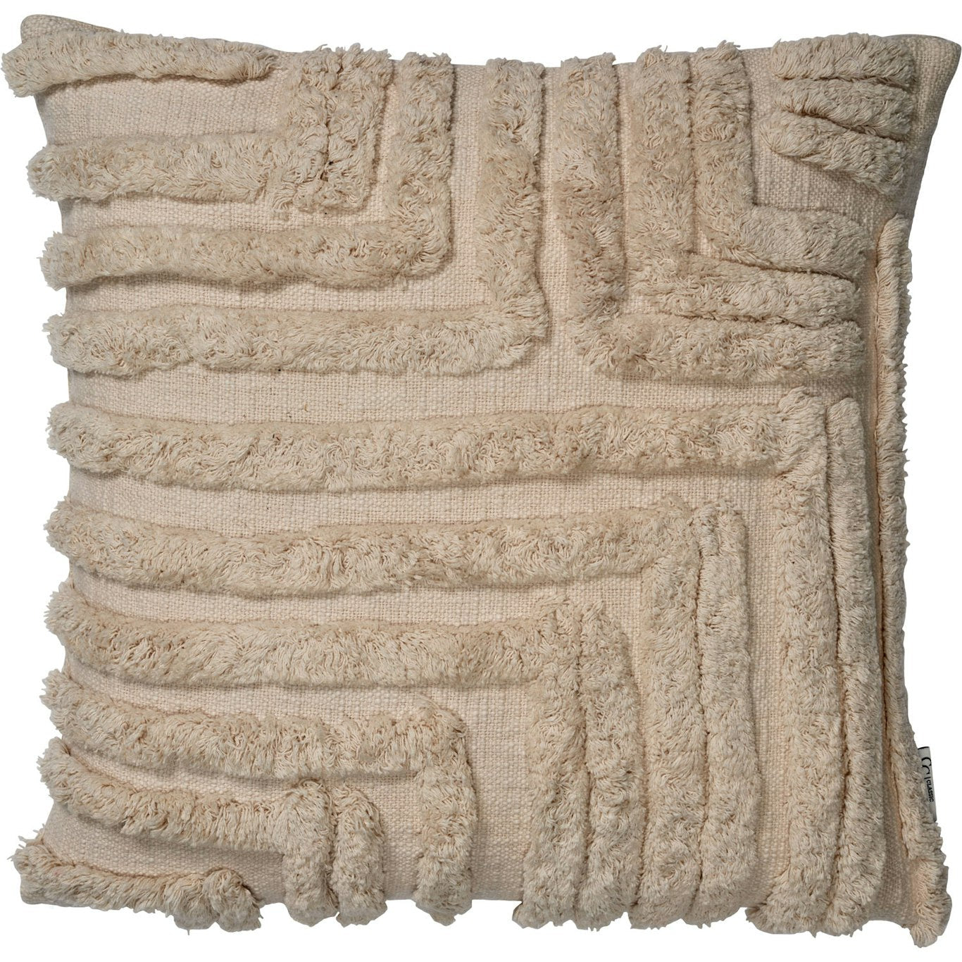 Cuscino Decorativo Beige con Texture e Frange
