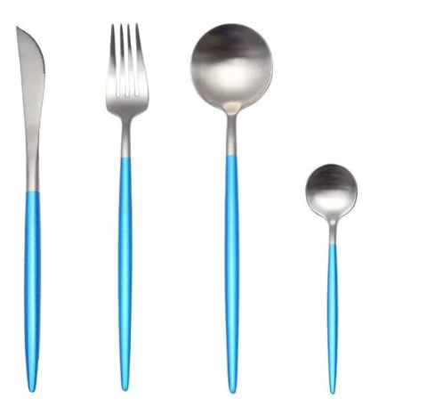 SET DI POSATE LUSSUOSE IN ACCIAIO INOSSIDABILE 24 PEZZI ORO-ARGENTO