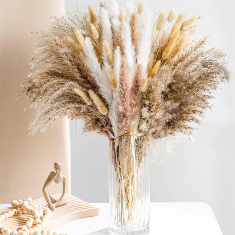 105 pezzi Fiori Secchi Naturali Bouquet di Erba Pampas